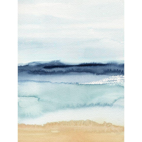 Watercolor Ocean Horizon II Black Modern Wood Framed Art Print with Double Matting by Warren, Annie