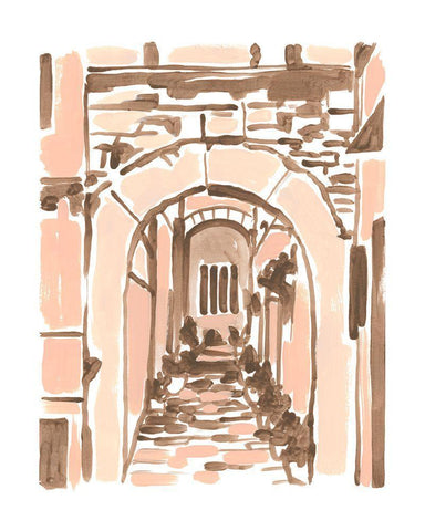 Blush Architecture Study III Black Ornate Wood Framed Art Print with Double Matting by Vess, June Erica