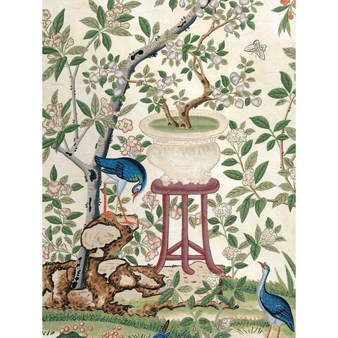 Chinoiserie Wallpaper I Gold Ornate Wood Framed Art Print with Double Matting by Vision Studio