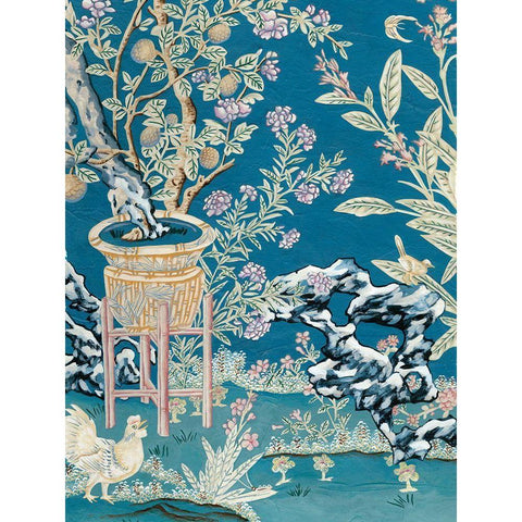 Chinoiserie Wallpaper II White Modern Wood Framed Art Print by Vision Studio