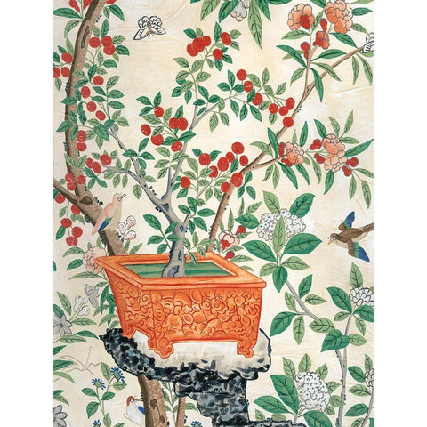 Chinoiserie Wallpaper III Black Modern Wood Framed Art Print with Double Matting by Vision Studio