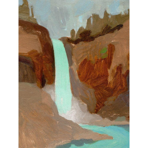 Turquoise Falls I Black Modern Wood Framed Art Print with Double Matting by Green, Jacob