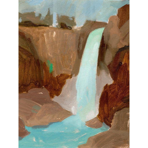 Turquoise Falls II Gold Ornate Wood Framed Art Print with Double Matting by Green, Jacob