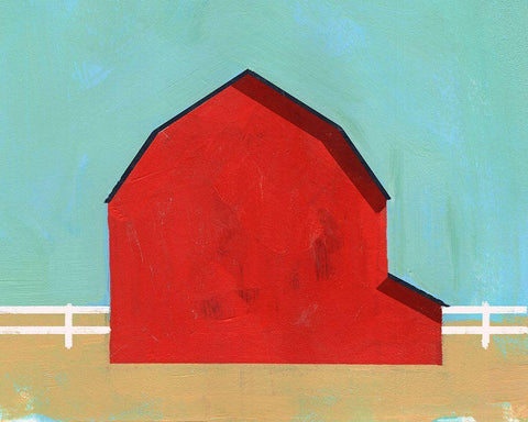 Big Red One I White Modern Wood Framed Art Print with Double Matting by Green, Jacob