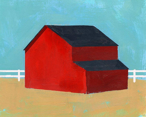 Big Red One II White Modern Wood Framed Art Print with Double Matting by Green, Jacob