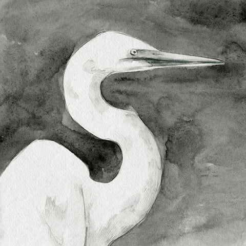 Solemn Egret III Black Modern Wood Framed Art Print by Caroline, Emma