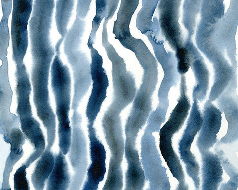 True Blue Wave II White Modern Wood Framed Art Print with Double Matting by Caroline, Emma