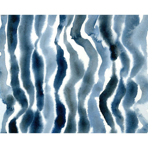 True Blue Wave II White Modern Wood Framed Art Print by Caroline, Emma