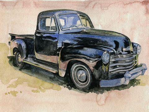 Antique Pickup II White Modern Wood Framed Art Print with Double Matting by Parker, Jennifer Paxton