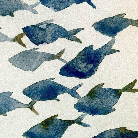 Fish Friends I Black Modern Wood Framed Art Print with Double Matting by Caroline, Emma