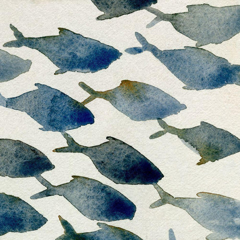 Fish Friends IV White Modern Wood Framed Art Print with Double Matting by Caroline, Emma