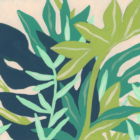 Island Fronds II Black Modern Wood Framed Art Print by Vess, June Erica