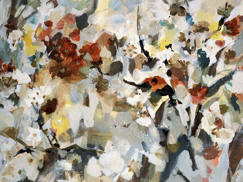 Floweresque II White Modern Wood Framed Art Print with Double Matting by Maas, Jodi