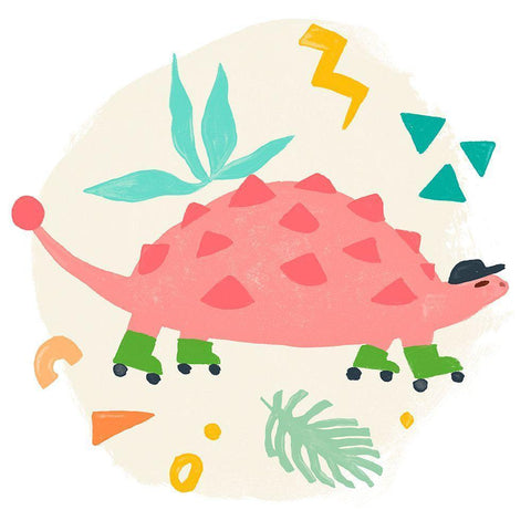 Rollin Dino IV Black Ornate Wood Framed Art Print with Double Matting by Vess, June Erica