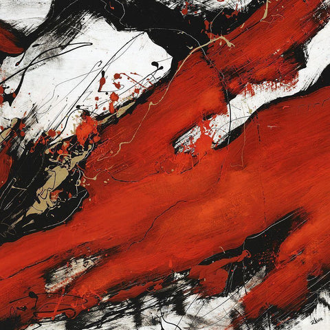 Ruby Black Modern Wood Framed Art Print by Drotar, Rikki