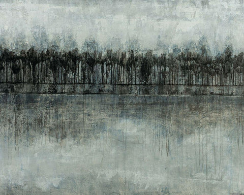 Slate Forest White Modern Wood Framed Art Print with Double Matting by Schicker, Joshua