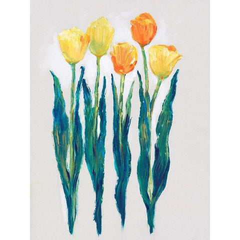 Tulips in a Row II Gold Ornate Wood Framed Art Print with Double Matting by OToole, Tim