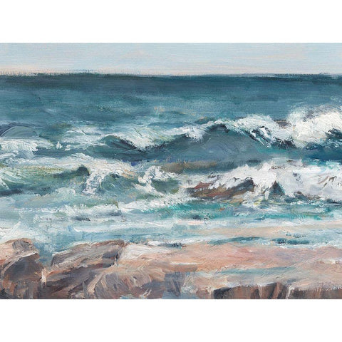 Ocean Breakers II White Modern Wood Framed Art Print by Harper, Ethan