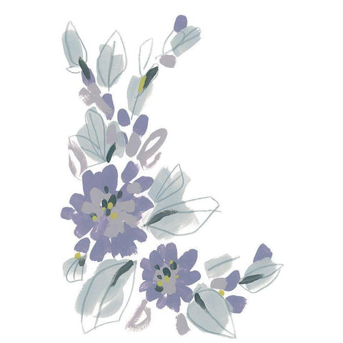 Periwinkle Patch III Black Modern Wood Framed Art Print by Vess, June Erica