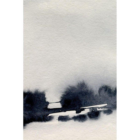 Ink Bleed Landscape II Black Modern Wood Framed Art Print with Double Matting by Caroline, Emma