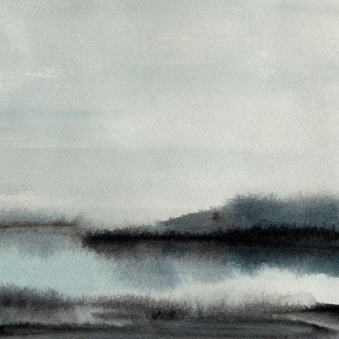 Hazed Horizon II Black Modern Wood Framed Art Print with Double Matting by Warren, Annie