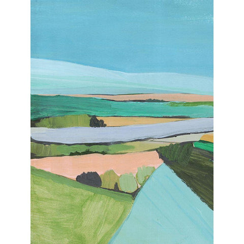 Bright Colored Countryside I Gold Ornate Wood Framed Art Print with Double Matting by Warren, Annie