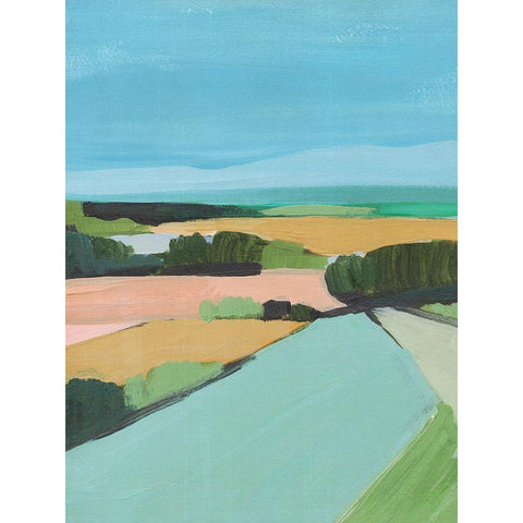 Bright Colored Countryside II Black Modern Wood Framed Art Print with Double Matting by Warren, Annie