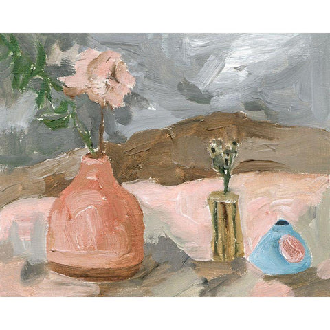Vase of Pink Flowers I Black Modern Wood Framed Art Print by Wang, Melissa