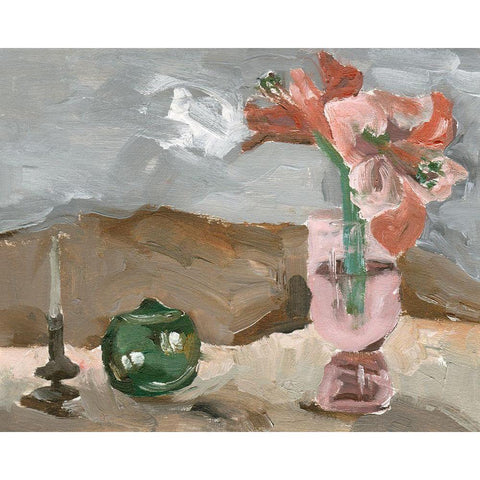 Vase of Pink Flowers II White Modern Wood Framed Art Print by Wang, Melissa