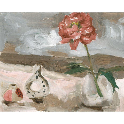 Vase of Pink Flowers IV White Modern Wood Framed Art Print by Wang, Melissa