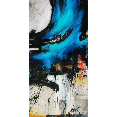 Turquoise Splash II White Modern Wood Framed Art Print by Drotar, Rikki