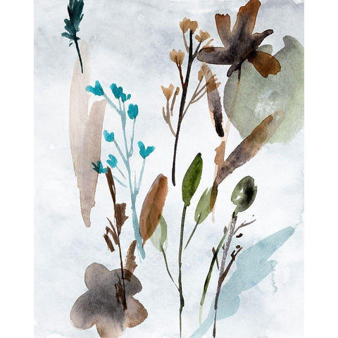 Watercolor Wildflowers III Black Modern Wood Framed Art Print with Double Matting by Wang, Melissa