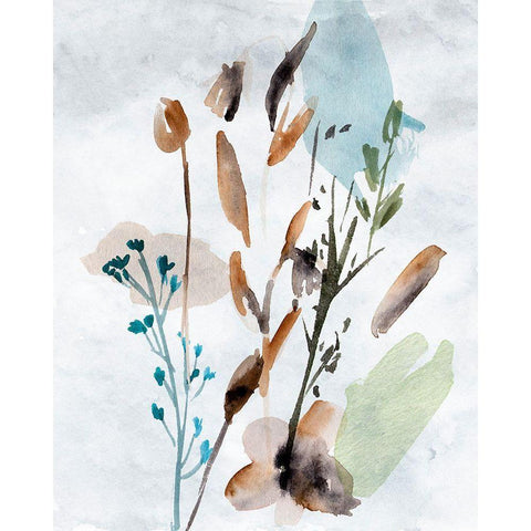 Watercolor Wildflowers V Black Modern Wood Framed Art Print with Double Matting by Wang, Melissa