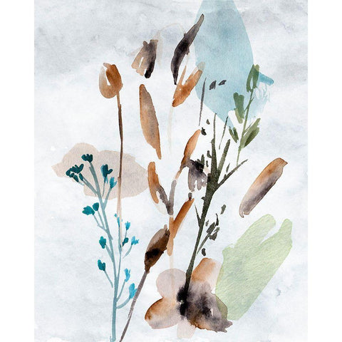 Watercolor Wildflowers V Black Modern Wood Framed Art Print by Wang, Melissa