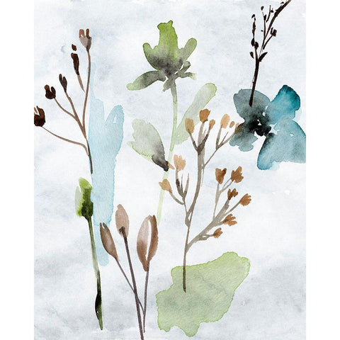 Watercolor Wildflowers VI Black Modern Wood Framed Art Print with Double Matting by Wang, Melissa