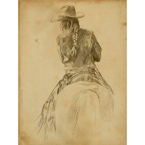 Cowgirl on Horseback I Black Modern Wood Framed Art Print with Double Matting by Parker, Jennifer Paxton