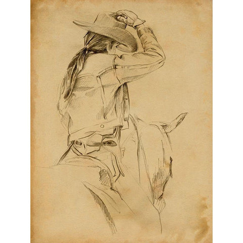Cowgirl on Horseback II Black Modern Wood Framed Art Print by Parker, Jennifer Paxton
