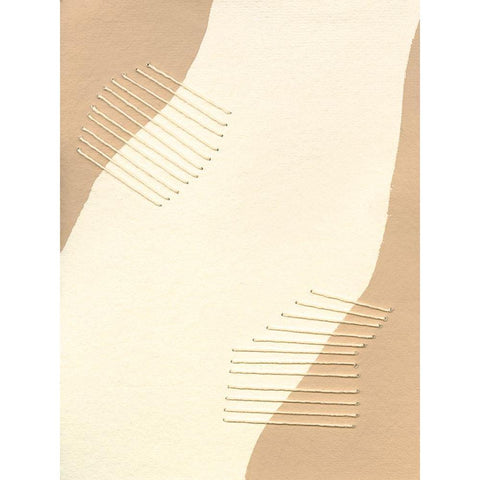 Custom Neutral Stitches II White Modern Wood Framed Art Print by Moore, Regina