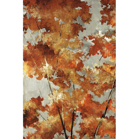 Autumns Gold White Modern Wood Framed Art Print by Edmunds, Sydney