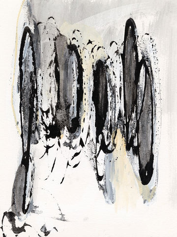 Grey Scribbles I White Modern Wood Framed Art Print with Double Matting by Fuchs, Jodi