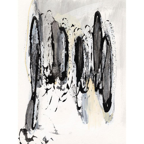 Grey Scribbles I Black Modern Wood Framed Art Print with Double Matting by Fuchs, Jodi