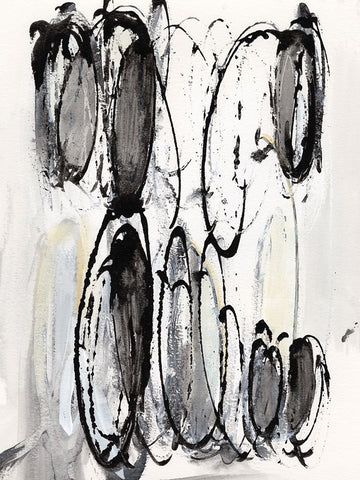 Grey Scribbles II White Modern Wood Framed Art Print with Double Matting by Fuchs, Jodi