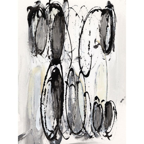 Grey Scribbles II Black Modern Wood Framed Art Print with Double Matting by Fuchs, Jodi