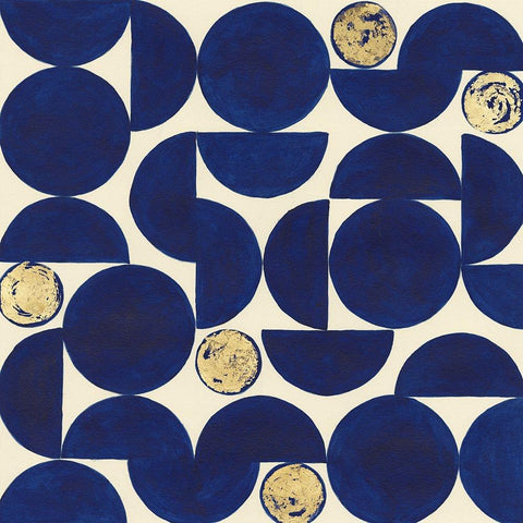 Indigo Hemispheres I Black Modern Wood Framed Art Print with Double Matting by Willett, Michael