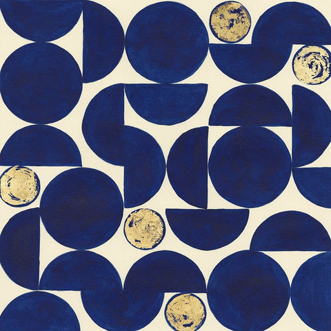 Indigo Hemispheres I White Modern Wood Framed Art Print with Double Matting by Willett, Michael