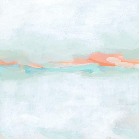 Coral Horizon I White Modern Wood Framed Art Print by Vess, June Erica