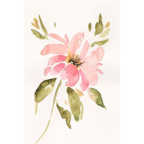 One Pink Bloom I Black Modern Wood Framed Art Print by Moore, Regina