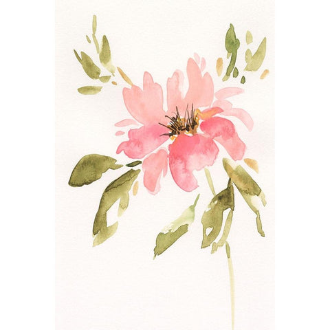 One Pink Bloom II Gold Ornate Wood Framed Art Print with Double Matting by Moore, Regina