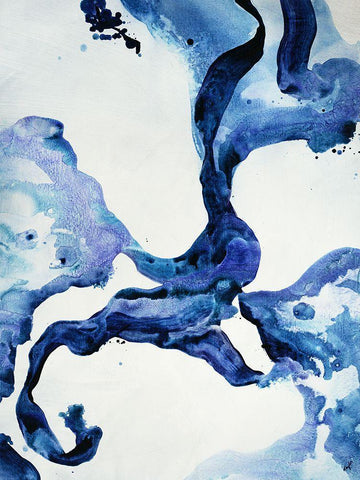 Indigo I White Modern Wood Framed Art Print with Double Matting by Taylor, Kari