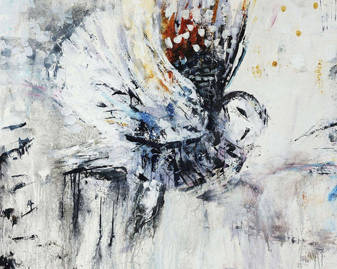 Owl in Flight White Modern Wood Framed Art Print with Double Matting by Maas, Jodi